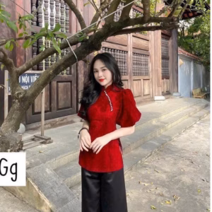 Set Quần Ống Rộng Dài Tuyết Nhung Phối Áo Cổ Tàu Đính Cườm Ngực Sh1055 - Sam Store