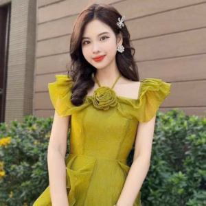 Đầm Xòe Nhiều Bèo Kèm Hoa Vải(Có Lót,Có Mút)Sh1050- Sam Store