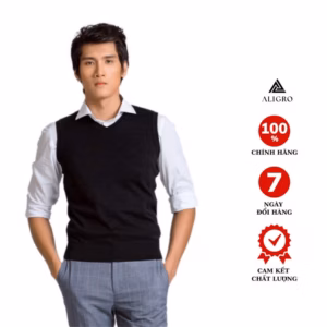 Áo Len Gile Nam Màu Đen Chất Liệu Len Cotton Sợi Đanh, Không Bai Xù Alengl014 - Aligro