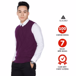 Áo Gile Aligro Cổ Tim Màu Tím Alengl009 - Aligro