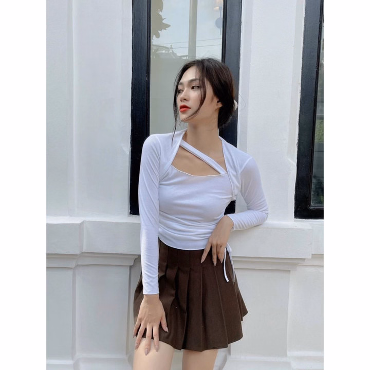 Áo Len Tăm Kiểu Dài Tay Rút Dây 2 Bên - Ảnh 3