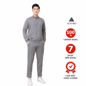 Bộ Nỉ Kéo Khóa Aligro Màu Ghi Nhạt Bn.21 - Aligro