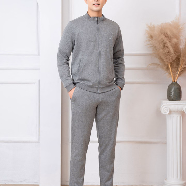 Bộ Nỉ Kéo Khóa Aligro Màu Ghi Nhạt Bn.21 - Aligro - Ảnh 3