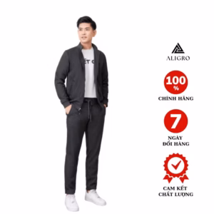 Bộ Nỉ Kéo Khóa Aligro Màu Ghi Đậm Bn.20 - Aligro