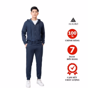 Bộ Nỉ Hoddie Aligro Kéo Khóa Có Mũ Màu Navy Bn.15 - Aligro