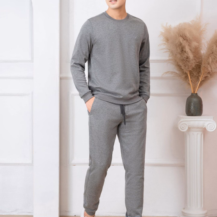 Bộ Nỉ Cổ Tròn Màu Ghi Nhạt Aligro Bn.14 - Aligro - Ảnh 2