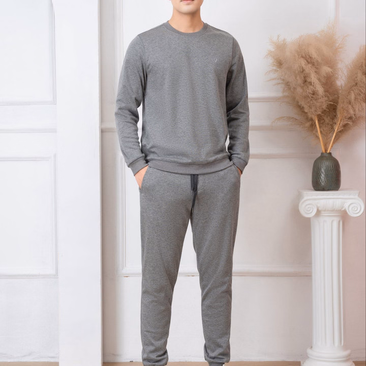 Bộ Nỉ Cổ Tròn Màu Ghi Nhạt Aligro Bn.14 - Aligro - Ảnh 3