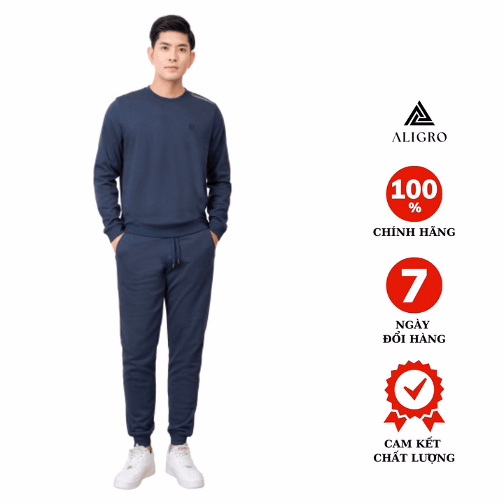 Bộ Nỉ Aligro Cổ Tròn Màu Navy Bn.11 - Aligro