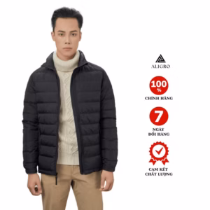 Áo Khoác Lông Vũ Màu Đen Chất Liệu Cao Cấp Mềm Mịn Siêu Nhẹ Giữ Nhiệt Aligro Algalv.23 - Aligro