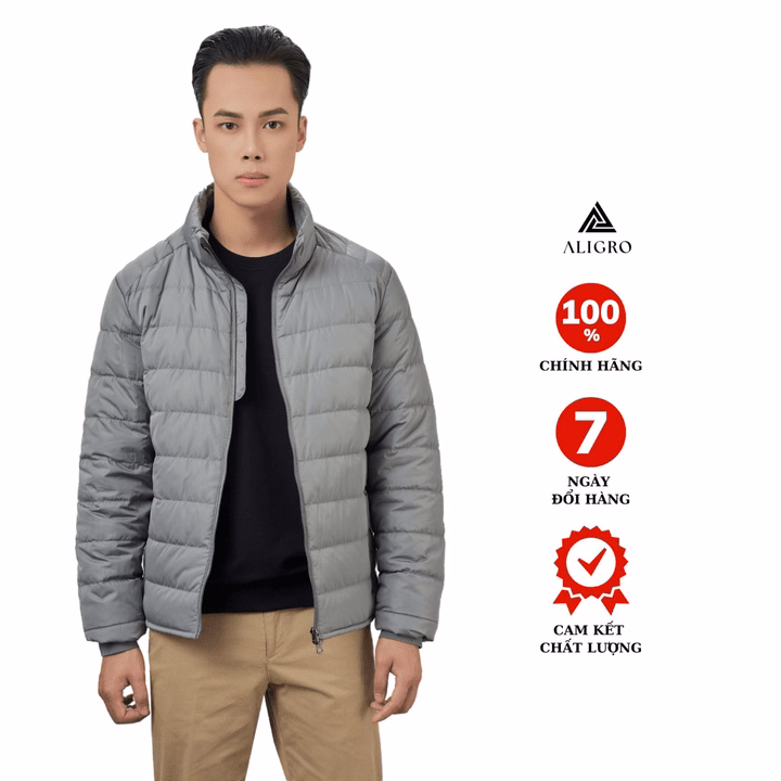 Áo Khoác Lông Vũ Màu Xám Chất Liệu Cao Cấp Mềm Mịn Siêu Nhẹ Giữ Nhiệt Aligro Algalv.22 - Aligro