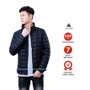 Áo Khoác Nam Aligro Lông Vũ Màu Xanh Đen Algalv.12 - Aligro