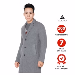 Áo Khoác Dạ Măng Tô Nam Màu Xám Algmt.1 - Aligro
