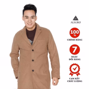 Áo Khoác Dạ Măng Tô Nam Màu Nâu Bò Algmt.2 - Aligro