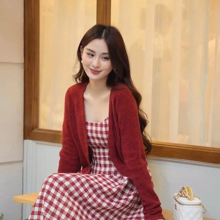 Set Đầm Caro Có Mút Ngực Kèm Áo Khoác Tăm Lạnh Sh1008- Sam Store