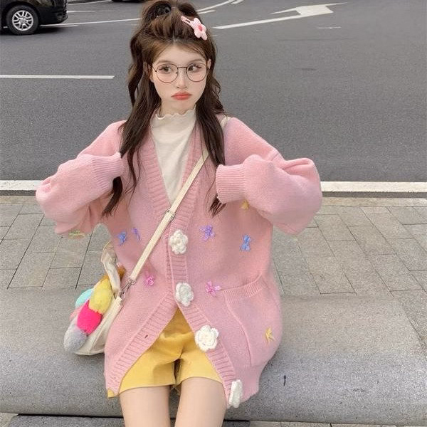 Áo Khoác Cardigan Nữ Cúc Hoa Phong Cách Retro Simmy Đáng Yêu Pp570 - Pipi Store - Ảnh 4