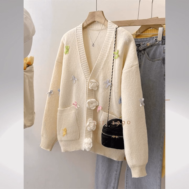 Áo Khoác Cardigan Nữ Cúc Hoa Phong Cách Retro Simmy Đáng Yêu Pp570 - Pipi Store - Ảnh 6