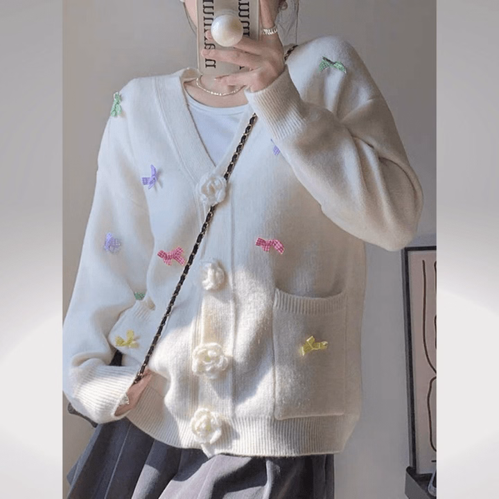 Áo Khoác Cardigan Nữ Cúc Hoa Phong Cách Retro Simmy Đáng Yêu Pp570 - Pipi Store - Ảnh 7