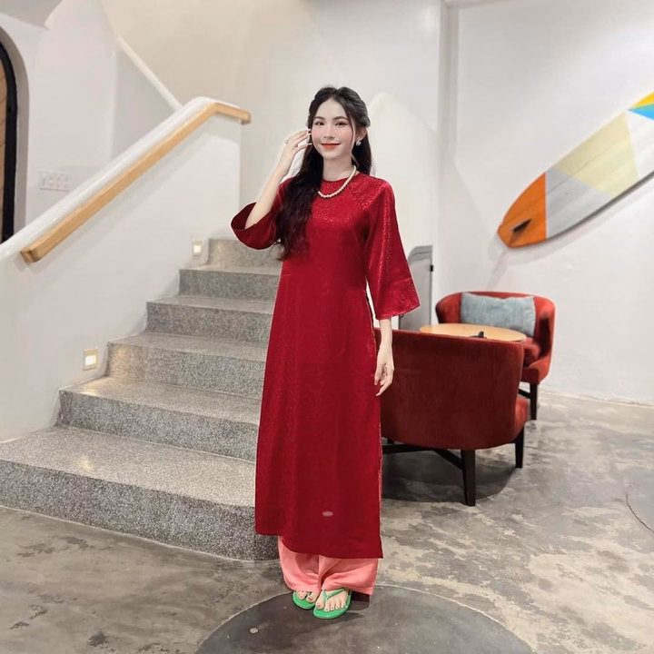 Set Bộ Áo Dài Cách Tân Gấm Kèm Quần Lụa St1258- Sam Store - Ảnh 5