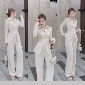 Set Đồ Nữ Xốp Sơ Mi Tay Dài Quần Dài Bt787 - Nana House