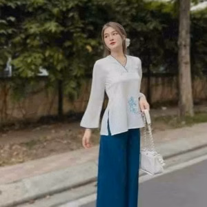 Set Bộ Đồ Lam Viền Né Cổ Né Tay Sh1220- Sam Store