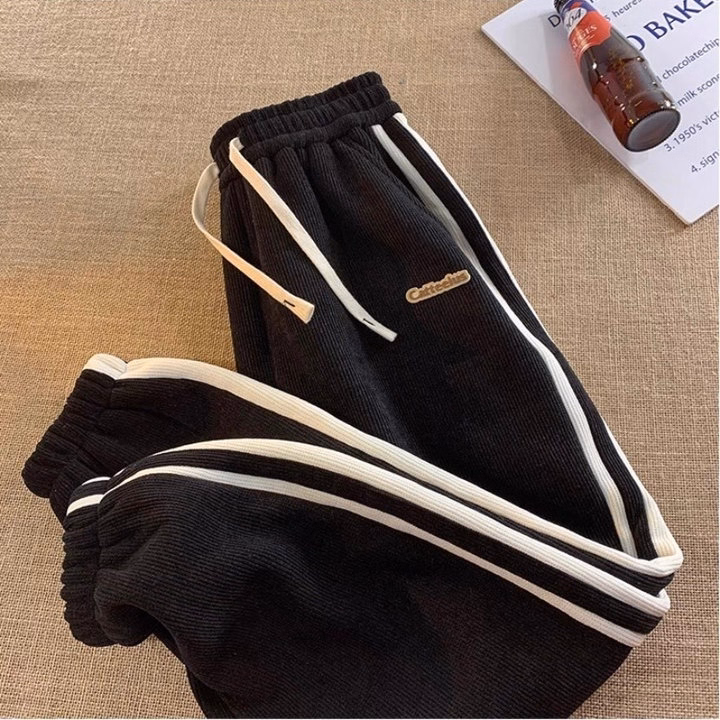 Quần Nhung Tăm Bo Gấu Phối Sọc Họa Tiết Chữ Phong Cách Ullzang Slcxq110 - Chipxinhxk - Ảnh 8