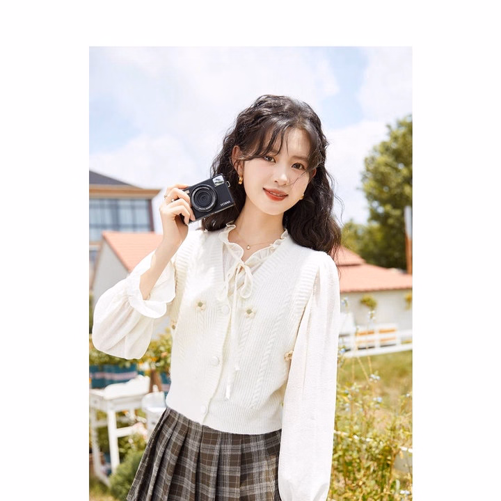 Áo Len Gile Cúc Bọc Mix Họa Tiết Hoa Nổi Nhẹ Nhàng Xinh Xắn Dành Cho Bạn Nữ Slcxa245 - Chipxinhxk - Ảnh 3