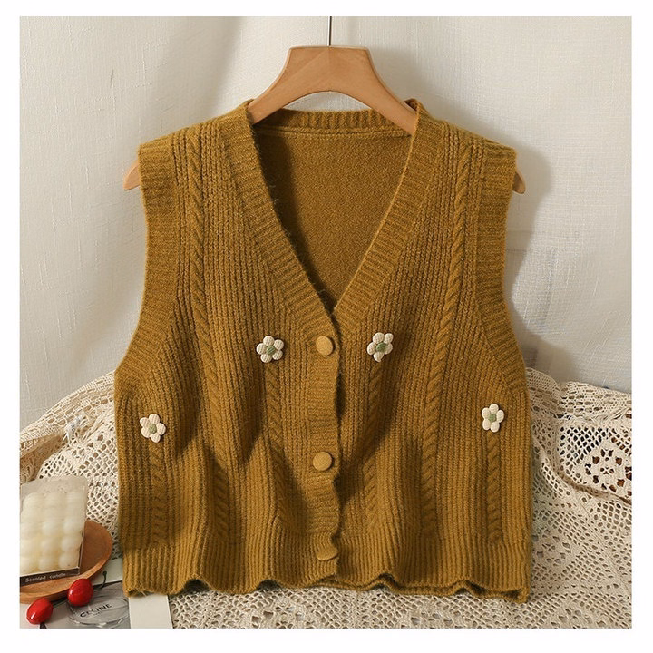 Áo Len Gile Cúc Bọc Mix Họa Tiết Hoa Nổi Nhẹ Nhàng Xinh Xắn Dành Cho Bạn Nữ Slcxa245 - Chipxinhxk - Ảnh 7