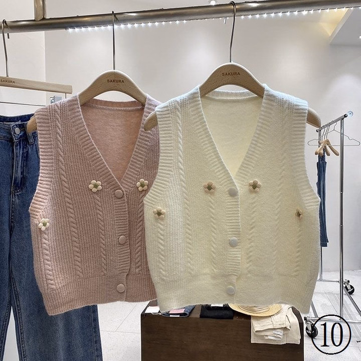 Áo Len Gile Cúc Bọc Mix Họa Tiết Hoa Nổi Nhẹ Nhàng Xinh Xắn Dành Cho Bạn Nữ Slcxa245 - Chipxinhxk - Ảnh 2