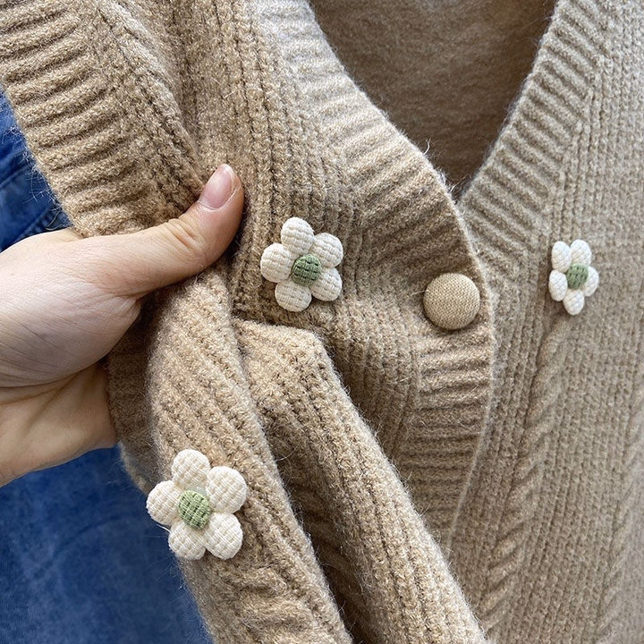 Áo Len Gile Cúc Bọc Mix Họa Tiết Hoa Nổi Nhẹ Nhàng Xinh Xắn Dành Cho Bạn Nữ Slcxa245 - Chipxinhxk - Ảnh 8