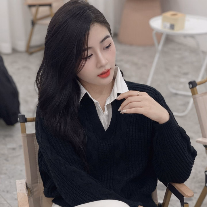 Áo Len Dài Tay Phối Cổ Sơ Mi Họa Tiết Vặn Thừng Dành Cho Bạn Nữ Slcxa247 - Chipxinhxk - Ảnh 9