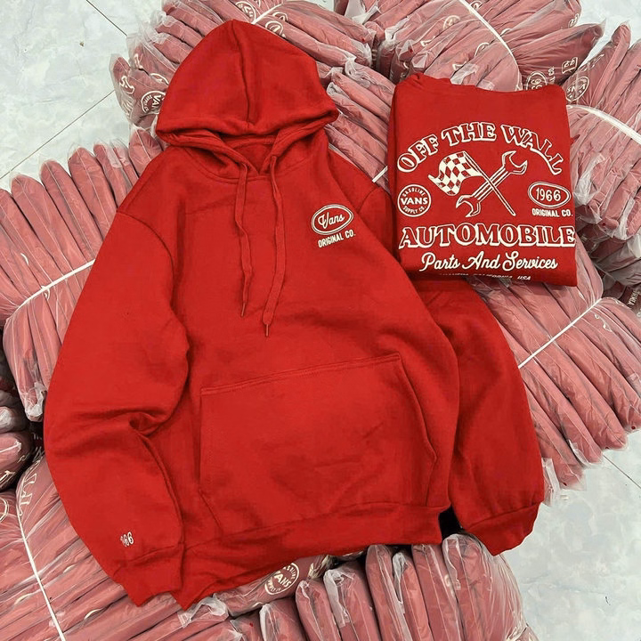 Áo Hoodie Nam Nữ Màu Đỏ In Chữ Vanss Siêu Đẹp Vải Nỉ Ngoại Tp93 - Golden Dream - Ảnh 4