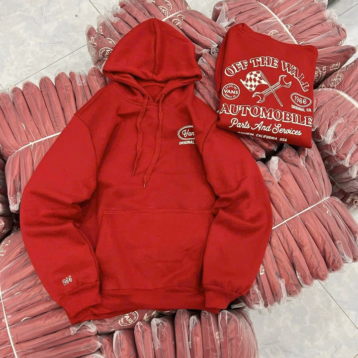Áo Hoodie Nam Nữ Màu Đỏ In Chữ Vanss Siêu Đẹp Vải Nỉ Ngoại Tp93 - Golden Dream - Ảnh 5