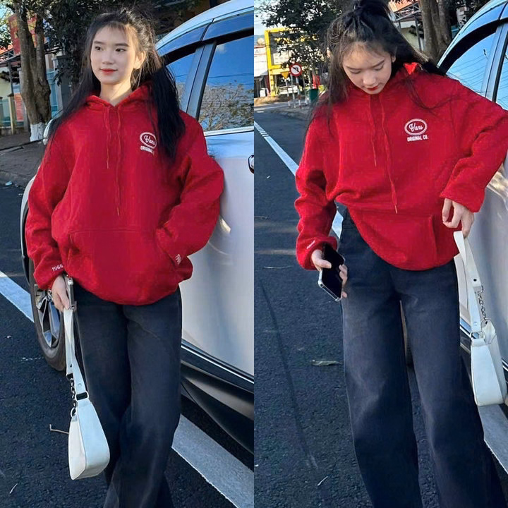 Áo Hoodie Nam Nữ Màu Đỏ In Chữ Vanss Siêu Đẹp Vải Nỉ Ngoại Tp93 - Golden Dream - Ảnh 2