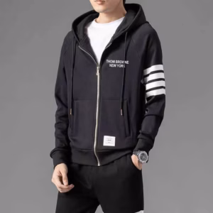 Áo Khoác Nỉ Nam Nữ Unisex Thom Browne 4 Sọc Kẻ Tay Chữ Dập Trước Ngực - Ausa House