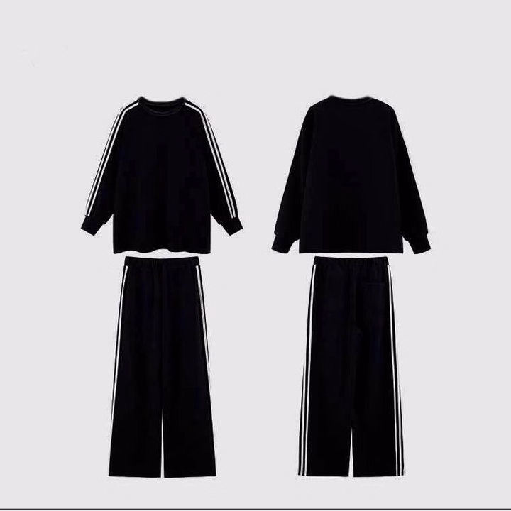 Set Đồ Nam Nữ Unisex 2 Món Áo Sweater & Quần Baggy 3 Sọc Thun Tổ Ong - Ausa House - Ảnh 14