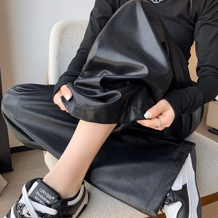 Quần Baggy Nam Nữ Unisex Da Pu Ống Rộng Co Giãn - Ausa House - Ảnh 20