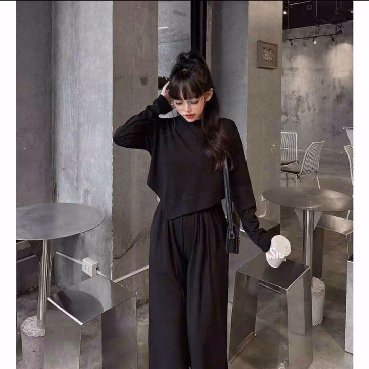 Set Đồ Nữ Áo Vạt Nhọn Kèm Quần Ống Suông Thun Nỉ Tăm - Ausa House - Ảnh 8