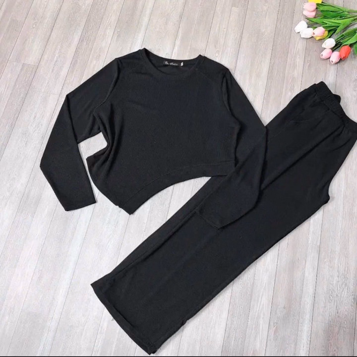 Set Đồ Nữ Áo Vạt Nhọn Kèm Quần Ống Suông Thun Nỉ Tăm - Ausa House - Ảnh 15