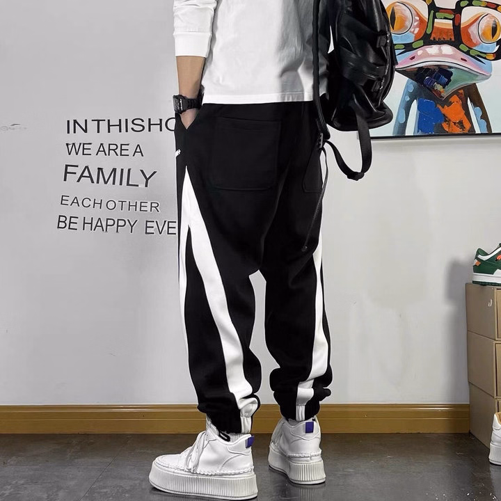 Quần Dài Nam Jogger Thun Nỉ Sọc Bo Túm Gấu - Ausa House - Ảnh 4