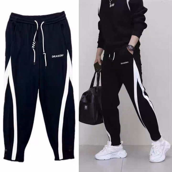 Quần Dài Nam Jogger Thun Nỉ Sọc Bo Túm Gấu - Ausa House