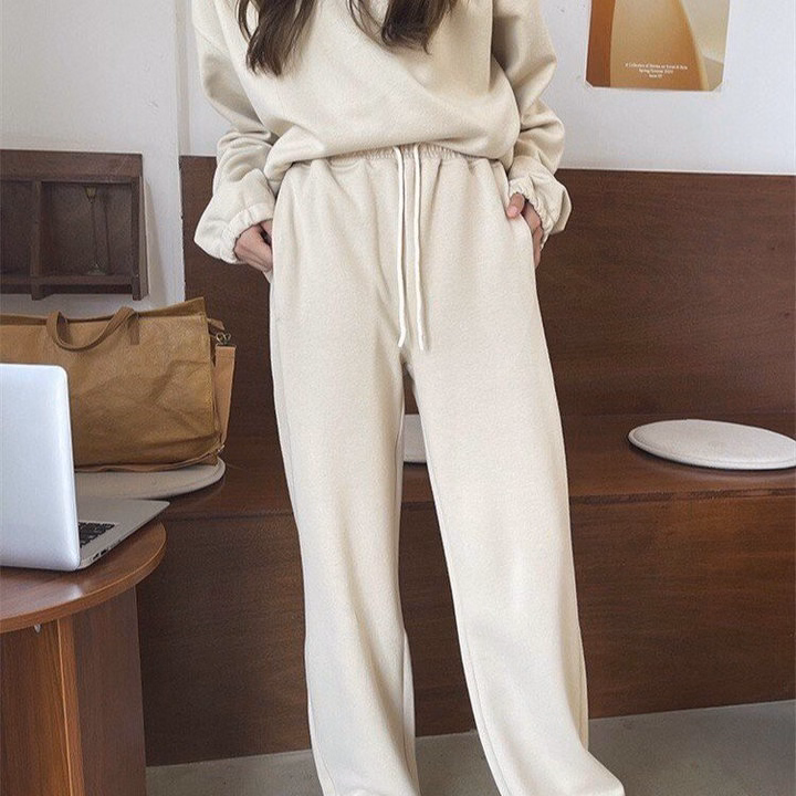 Set Đồ Nữ Thun Nỉ Tăm Áo Dài Tay Phối Quần Dài Suông - Ausa House - Ảnh 15