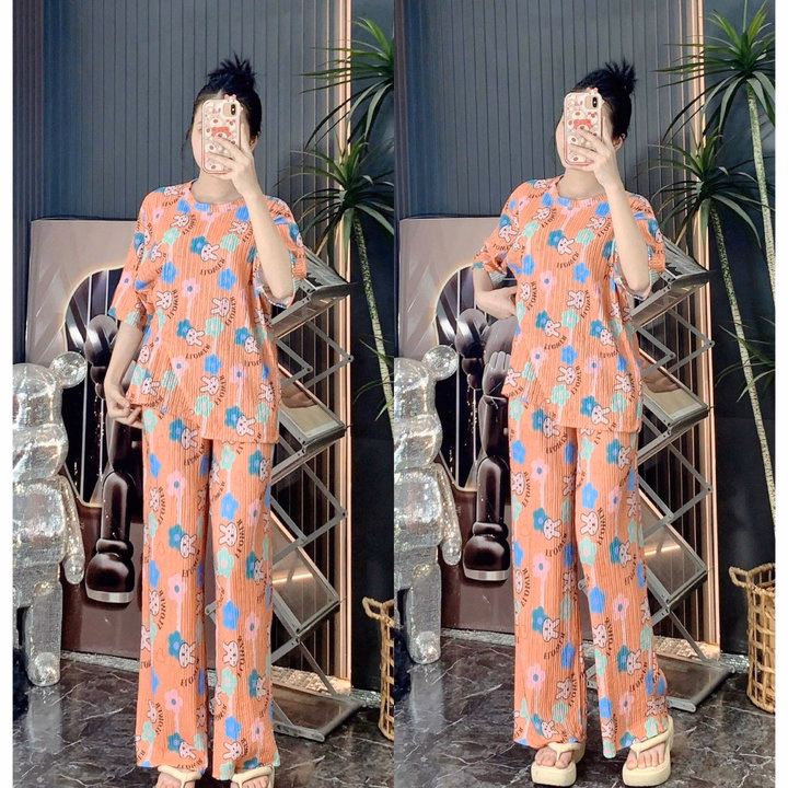 Set Bộ Thun Xốp Dài Ống Rộng Họa Tiết Thỏ Dễ Thương Gk - Be Yourself - Ảnh 2