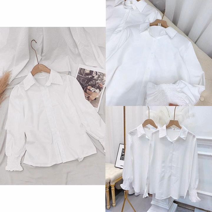 Áo Sơ Mi Trắng Cổ Đức Tay Bo Chun Nhẹ Nhàng Dành Cho Bạn Nữ Slcxa07 - Chipxinhxk - Ảnh 5