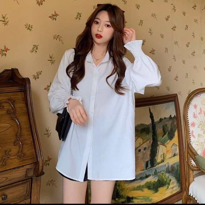 Áo Sơ Mi Trắng Cổ Đức Tay Bo Chun Nhẹ Nhàng Dành Cho Bạn Nữ Slcxa07 - Chipxinhxk - Ảnh 2