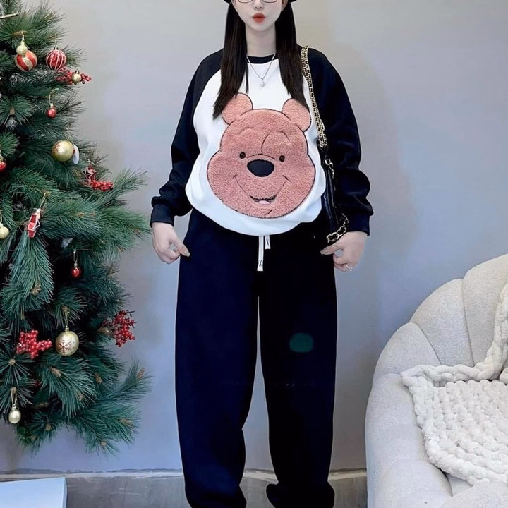 Bộ Đồ Thun Nữ Cotton Co Dãn In Hình Chú Gấu Trước Thân Áo - Htm Fashion - Ảnh 6