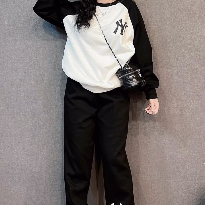 Bộ Đồ Thun Nữ Cotton Co Dãn In Chữ Ny Siêu Chất - Htm Fashion