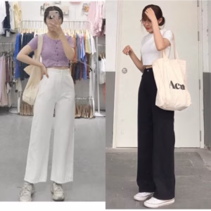 [ Rẻ Vô Địch ] Quần Kaki Nữ Ống Rộng Có Khuy Khóa Kéo Form Unisex , Dáng Suông Nhiều Màun Quần Kaki Có 2 Khuy