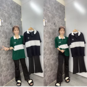 Sét Bộ Nữ Quần Ống Loe Legging Chất Umi Đen + Mix Kèm Áo Thun Polo Wzs Form Rộng Unisex
