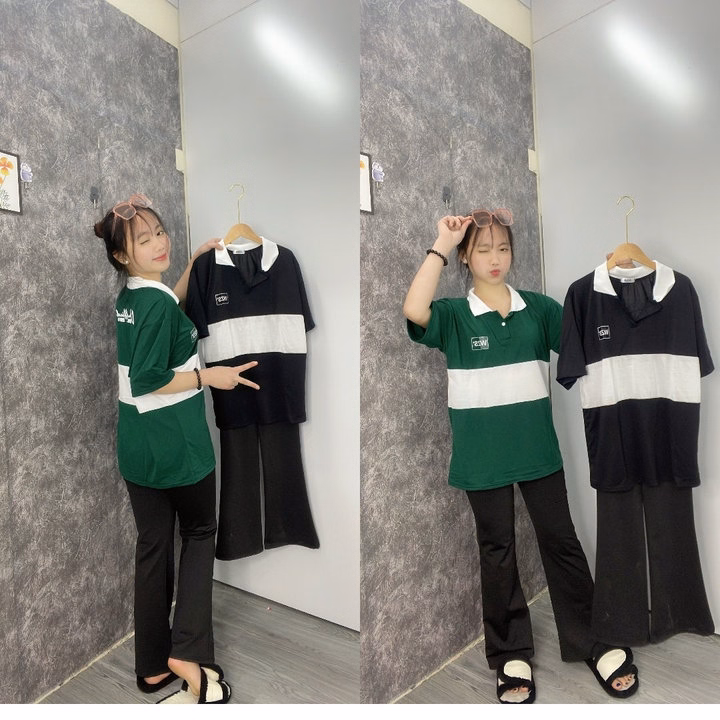 Sét Bộ Nữ Quần Ống Loe Legging Chất Umi Đen + Mix Kèm Áo Thun Polo Wzs Form Rộng Unisex - Ảnh 4