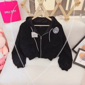 Áo Khoác Nhung Tăm Nữ Dáng Thêu Chữ D&G Có 2 Túi Hộp Phía Trước - Htm Fashion